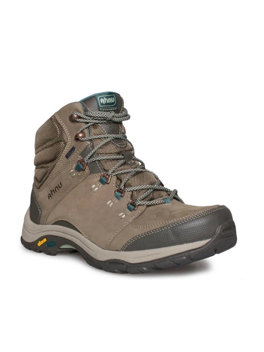 Ahnu Brown Montara Hiking Boots brown leather lace up Vibram sole waterproof 6.5